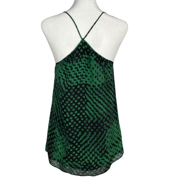 Theory 100% Silk Green Dot-Print Lined Camisole Top Spaghetti Straps Size P/XS - Picture 4 of 15